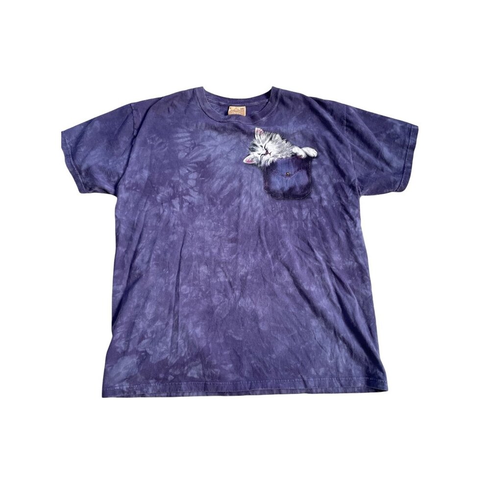 The Mountain Cat T-Shirt Women's XXL Tie Dye Short Sleeve 90s Y2K Crazy Cat lady